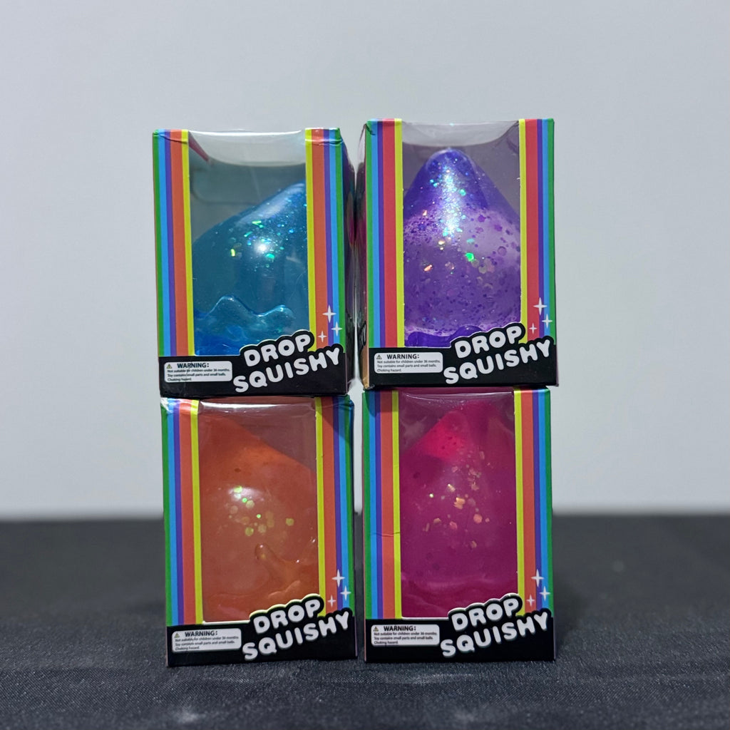 Large Teardrop Squishy Toy with Stand - Maltose Sugar Gel Glitter Stress Ball Sensory Squeeze Fidget