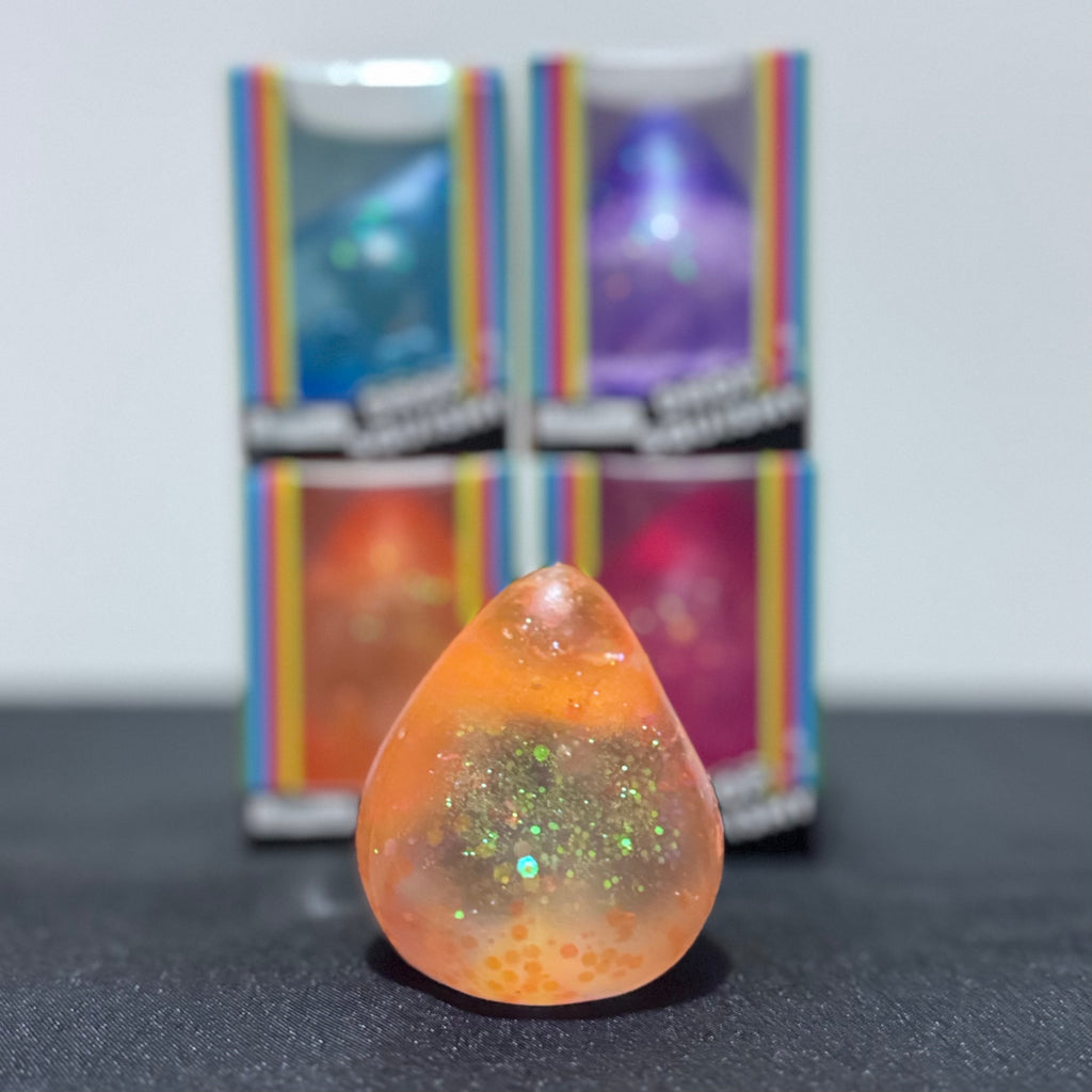 Large Teardrop Squishy Toy with Stand - Maltose Sugar Gel Glitter Stress Ball Sensory Squeeze Fidget
