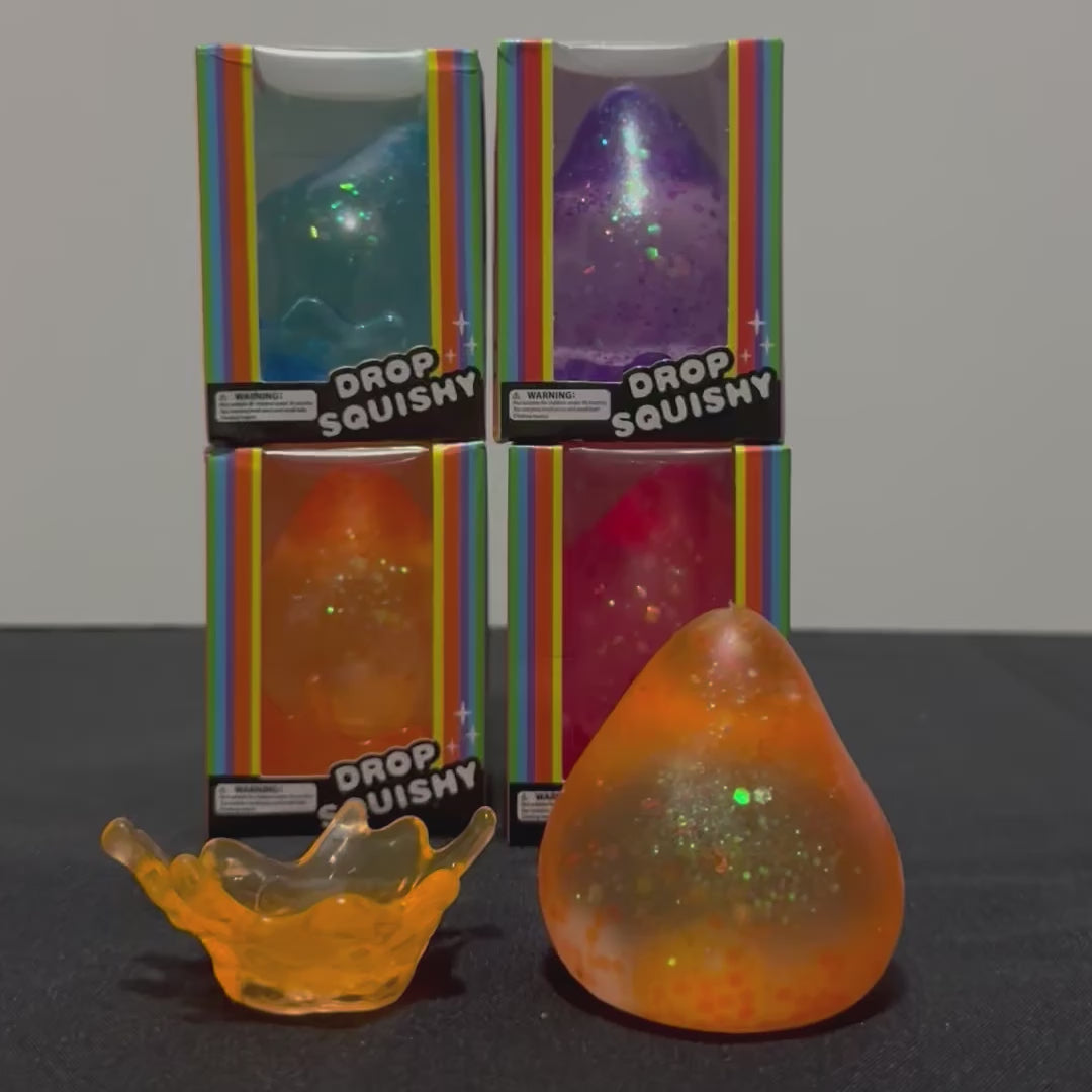Large Teardrop Squishy Toy with Stand - Maltose Sugar Gel Glitter Stress Ball Sensory Squeeze Fidget